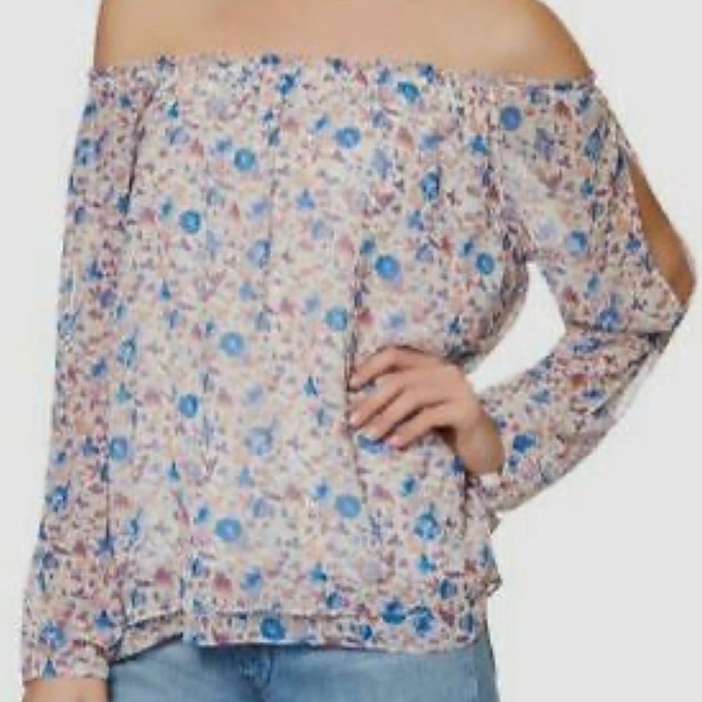 Sanctuary Top Size XS Floral Off Shoulder Long Sleeve Feminine Flowercore Spring